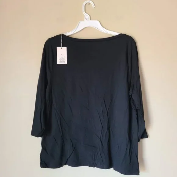 A New Day Women's Long Sleeve Boat Neck T-Shirt - Size XL, Black - Picture 3 of 5